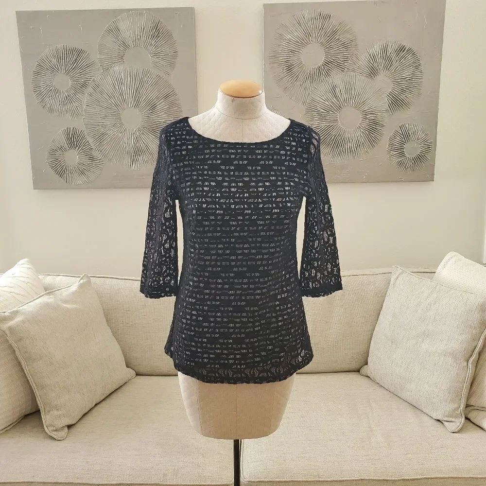 Banana Republic Lace Trim Top sz 6 - Picture 4 of 14